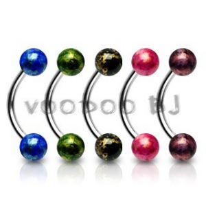 4mm Fossil Acrylic Balls 316L Surgical Steel Curve Eyebrow