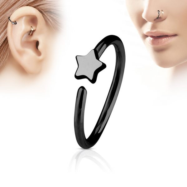 black surgical steel nose hoop